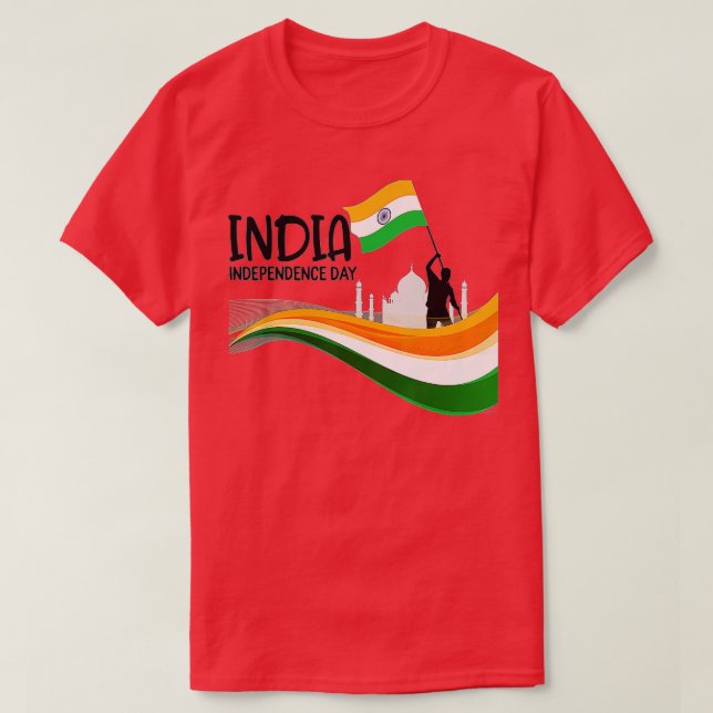 Indien Independence day 15 augusti Indiska Flagga  T Shirt (Design framsida)