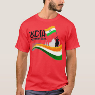 Indien Independence day 15 augusti Indiska Flagga T Shirt