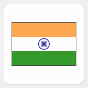 Indien - Indiens nationella Flagga Fyrkantigt Klistermärke