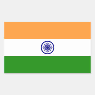 Indien - Indiens nationella Flagga Rektangulärt Klistermärke