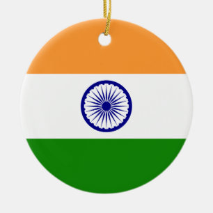 Indien - indisk medborgareflagga julgransprydnad keramik