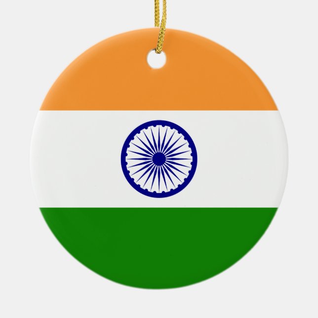 Indien - indisk medborgareflagga julgransprydnad keramik (Framsidan)
