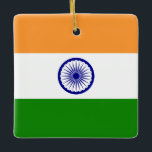 Indien (indiska) Flagga Julgransprydnad Keramik<br><div class="desc">Anpassade World Flagga Products ( i världen) - Lägg gärna till din egen text.</div>