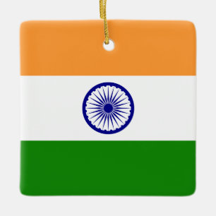 Indien (indiska) Flagga Julgransprydnad Keramik