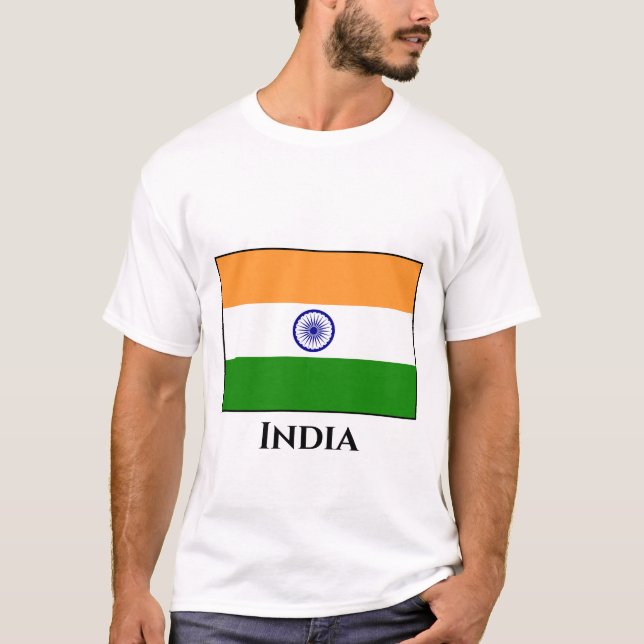 Indien (indiska) Flagga T Shirt (Framsida)