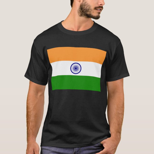Indien, Indiska Flagga T Shirt (Framsida)