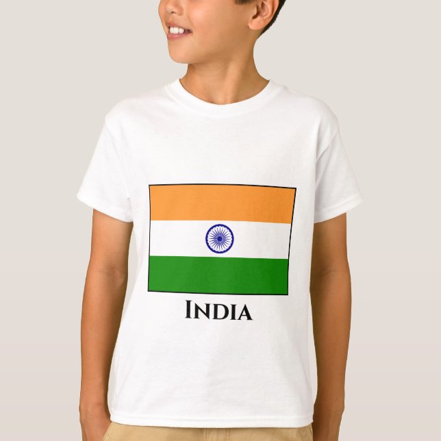 Indien (indiska) Flagga T Shirt (Framsida)