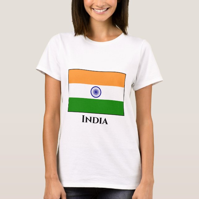 Indien (indiska) Flagga T Shirt (Framsida)