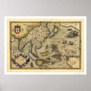 Indien Karta av Ortelius 1570 Poster