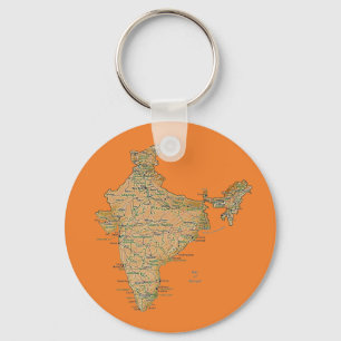 Indien karta Keychain Nyckelring