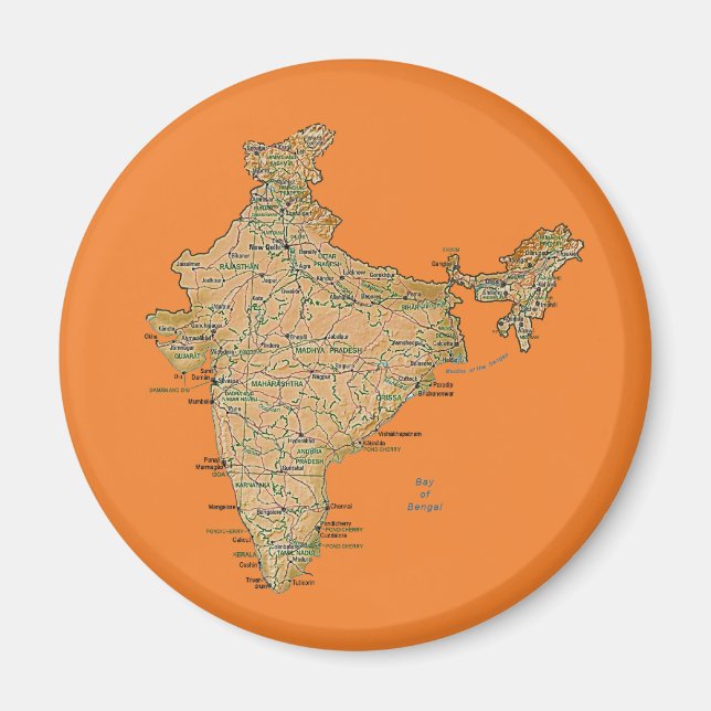Indien Karta Magnet (Framsidan)