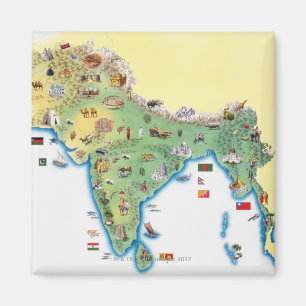 Indien karta med illustrationvisning magnet