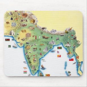 Indien karta med illustrationvisning musmatta