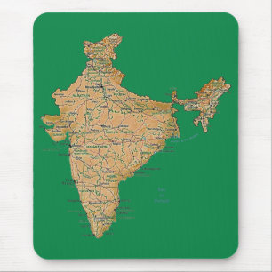 Indien karta Mousepad Musmatta