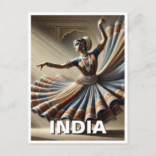 Indien Kathak Dancer Travel Vykort