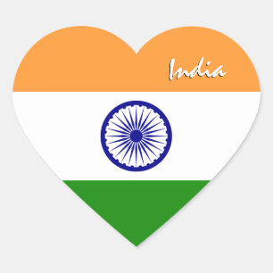 Indien Klistermärke, Hjärta, Patriotisk Indisk Fla Hjärtformat Klistermärke