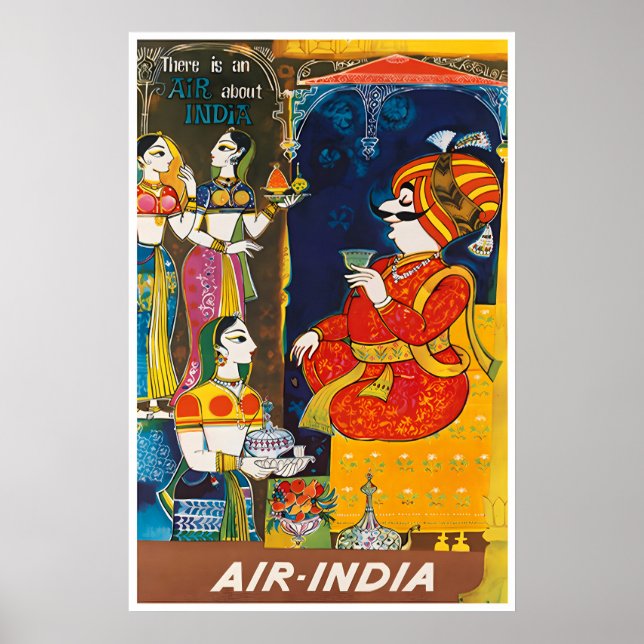 Indien konst Air-India Resa Affisch Indisk Tryck (Framsidan)