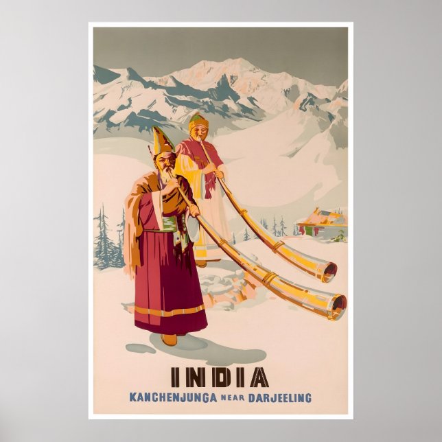 Indien Konst Darjeeling Resa Affisch Kanchenjunga (Framsidan)