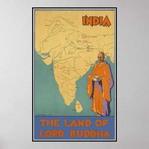 Indien landet av Lord Buddha Poster