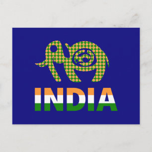 Indien, målad elefant vykort