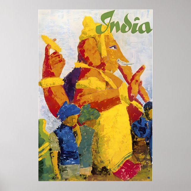 Indien Målning Ganesh Tryck Hindi Konst (Framsidan)