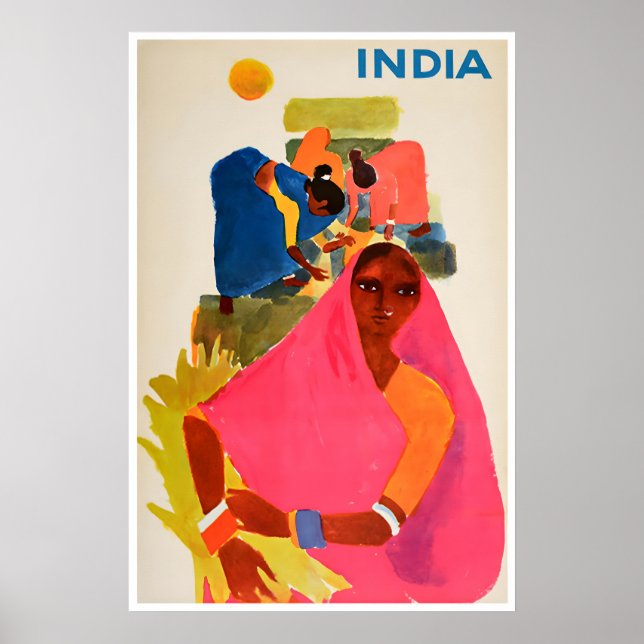 Indien Målning Indisk Konsttryck Resa Affisch (Framsidan)