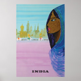 Indien Målning Resa Affisch Indisk Konsttryck