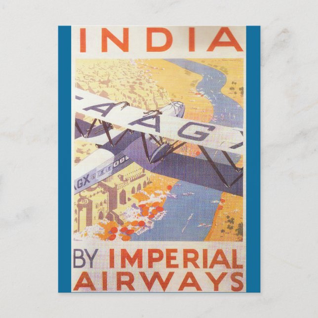 Indien med Imperial Airways Vykort (Framsida)