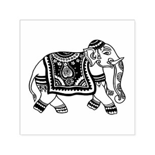 Indien Mehndi Elefant Bild Endast Ingen Text Självfärgande Stämpel
