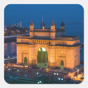 INDIEN, Mumbai (Bombay): Gateway of India / Fyrkantigt Klistermärke
