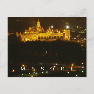 Indien Mysore Palace på nattvykort Vykort
