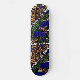 Indien Nationell Stolthet Wordcloud Skateboard