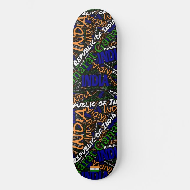 Indien Nationell Stolthet Wordcloud Skateboard (Framsida)