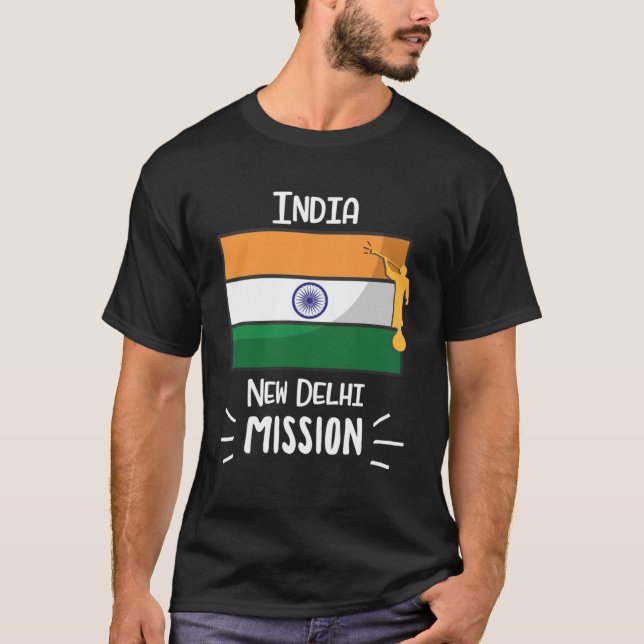Indien New Delhi Mormon LDS Uppdrag missionär T Shirt (Framsida)