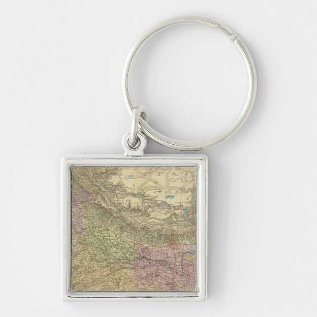 Indien North 2 Fyrkantig Silverfärgad Nyckelring (Framsidan)