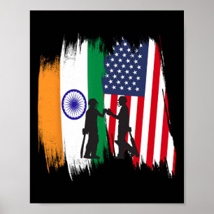 Indien Och Amerika Cricket Patriotisk Present För Poster