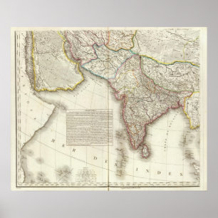 Indien och Asien inristad karta Poster