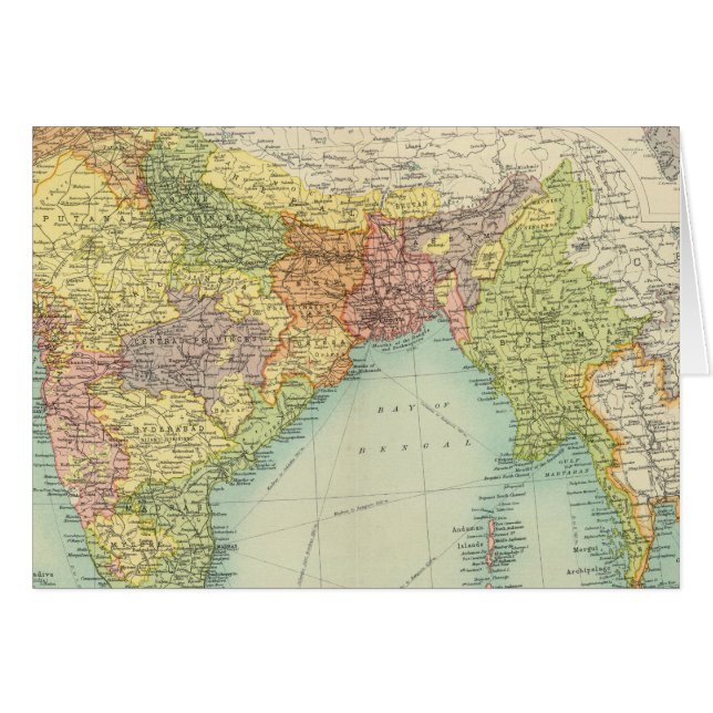 Indien och Farther India politiskt Hälsningskort (Framsidan Horizontal)