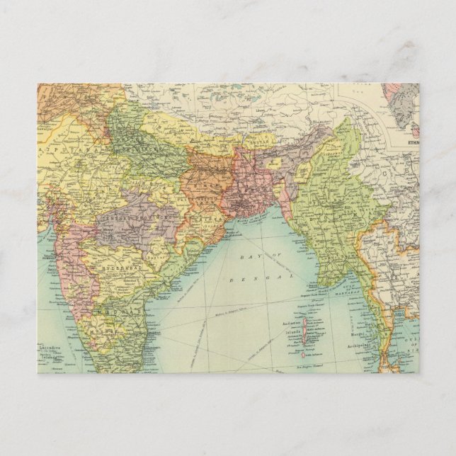 Indien och Farther India politiskt Vykort (Framsida)