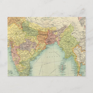 Indien och Farther India politiskt Vykort