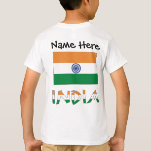 Indien och Indiska Flagga med ditt namn T Shirt