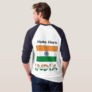 Indien och Indiska Flagga med ditt namn T Shirt
