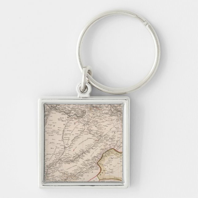 Indien, Pakistan Fyrkantig Silverfärgad Nyckelring (Framsidan)