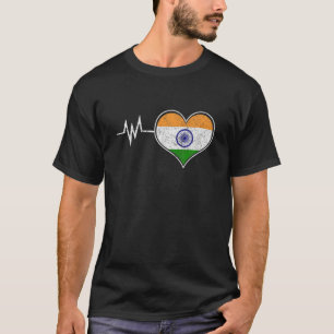 Indien Proud Flagga Day Hinduism Ashok Chakra Hear T Shirt