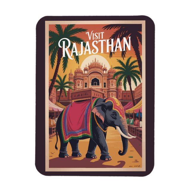 Indien Rajasthan Illustration Resa Konst Vintage Magnet (Vertikal)