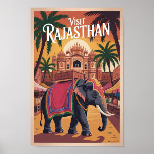 Indien Rajasthan Illustration Resa Konst Vintage Poster
