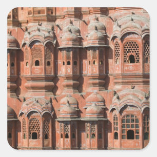INDIEN, Rajasthan, Jaipur: Hawa Mahal (Vindarnas p Fyrkantigt Klistermärke