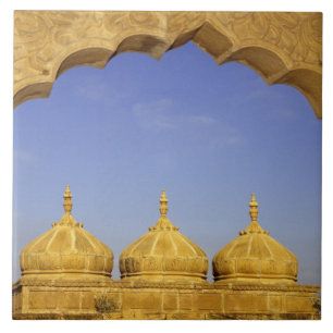 Indien, Rajasthan, Jaisalmer. Sandstenskupler Kakelplatta