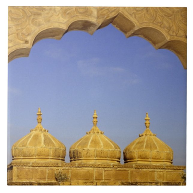 Indien, Rajasthan, Jaisalmer. Sandstenskupler Kakelplatta (Framsidan)