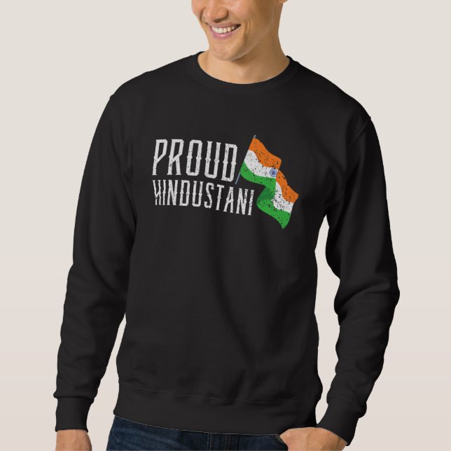 Indien Republikens dag Hindustani Indisk Flagga Lång Ärmad Tröja (Framsida)